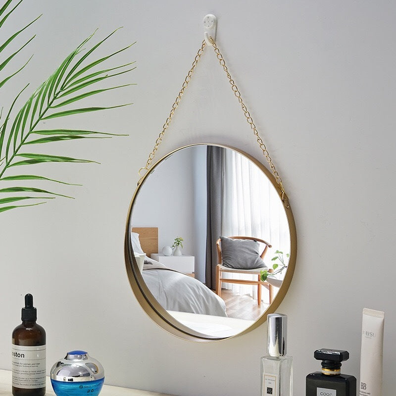 Metal wrought iron bathroom wall mirror