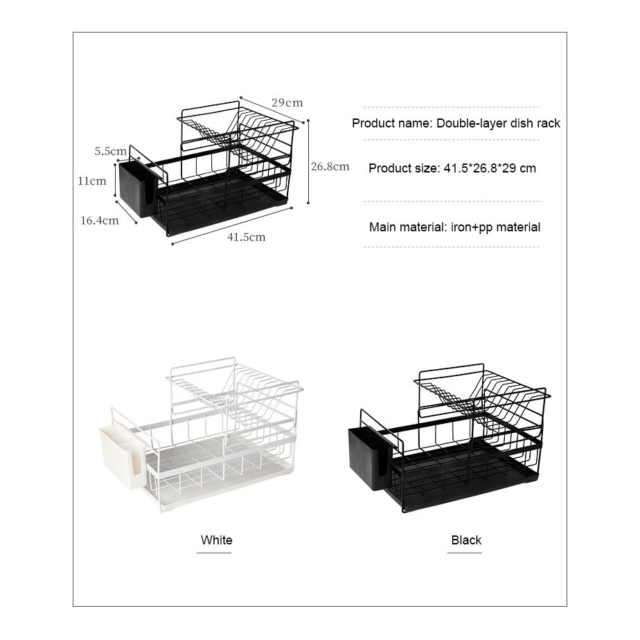 wholesale sink draining double tier metal wire kitchen dish storage rack for kitchen