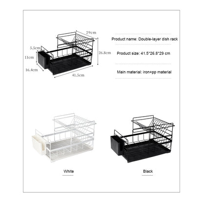 wholesale sink draining double tier metal wire kitchen dish storage rack for kitchen