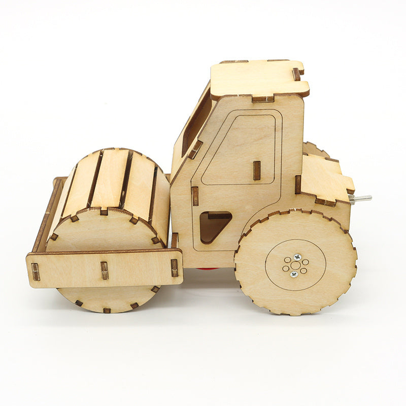 Happyxuan DIY Road Roller Science Engineering Construction Kits Wood STEAM Toy Kids Creative Educational Toys School Projects