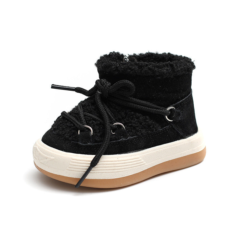 Female Baby Toddler Shoes High-top Boys Snow Boots Plus Velvet To Keep Warm Babies