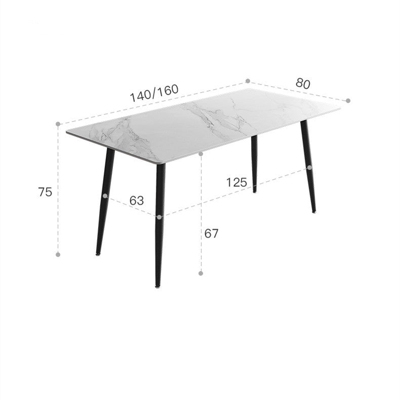 Italian Minimalist Stone Plate Dining Table Modern Simple Home Small Apartment Affordable Luxury Style Rectangular Stone Plate Dining Table