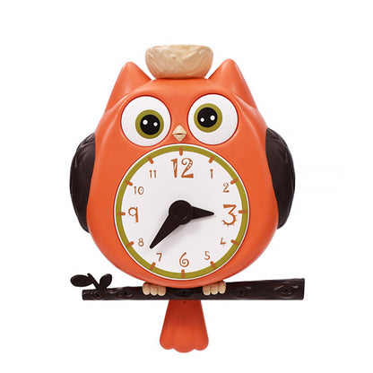 Owl Playing In The Water Baby Bathroom Swing Clock