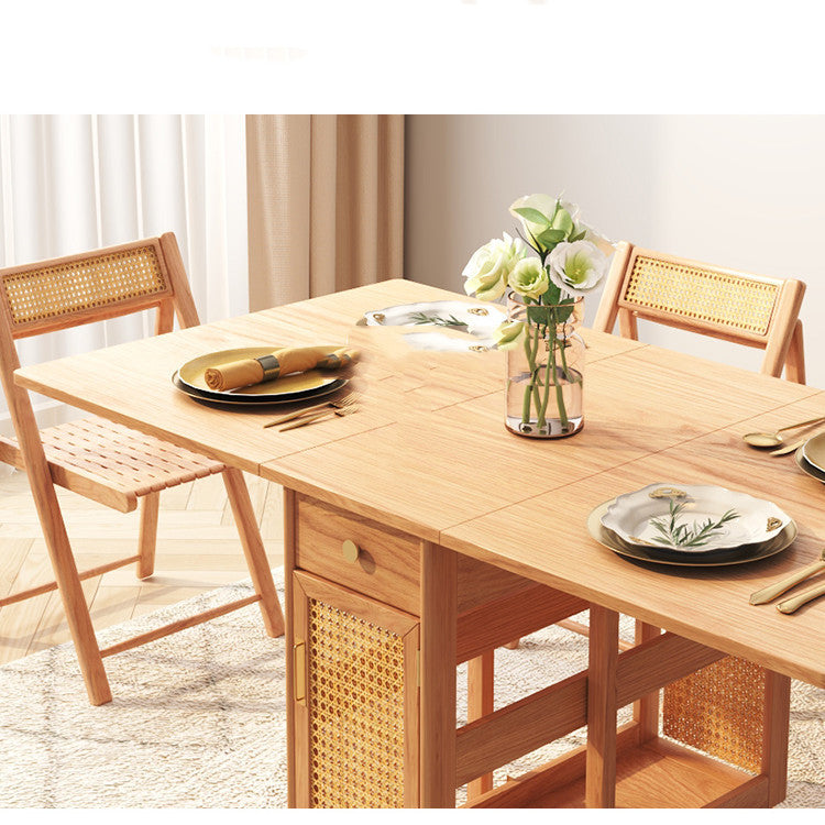 Home Multifunctional Rattan Log Folding Dining Table