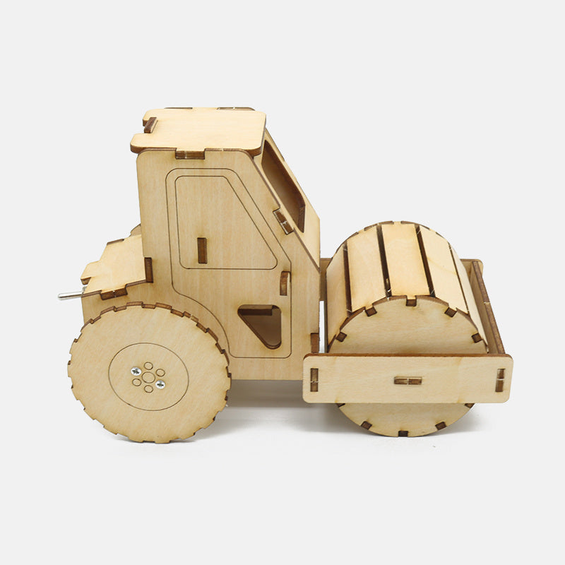 Happyxuan DIY Road Roller Science Engineering Construction Kits Wood STEAM Toy Kids Creative Educational Toys School Projects