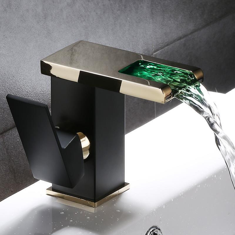 Copper Waterfall Faucet In The Bathroom