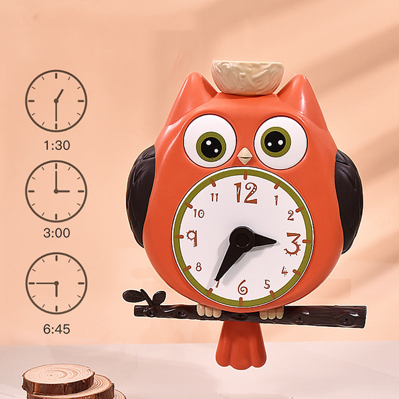 Owl Playing In The Water Baby Bathroom Swing Clock