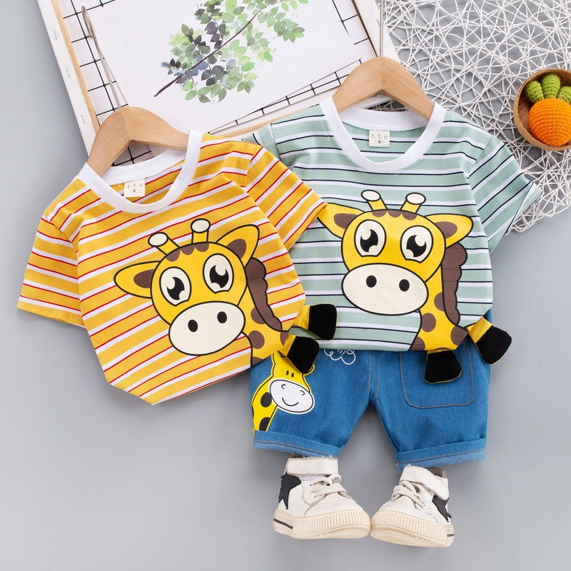 Suit Baby T-shirt Summer Cartoon Two Piece Set Clothes For Babies