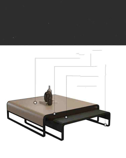 Telescopic Household Iron Art Leather Face Rectangular Coffee Table