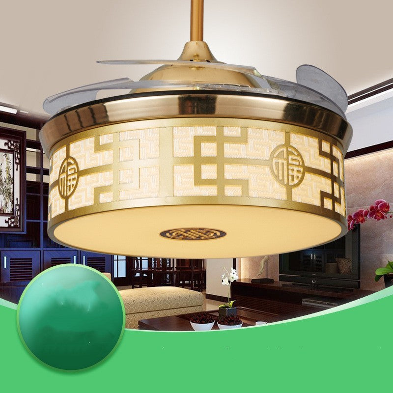 Intelligent Frequency Conversion New Chinese Style Home Bedroom Living Room Fan Chandelier