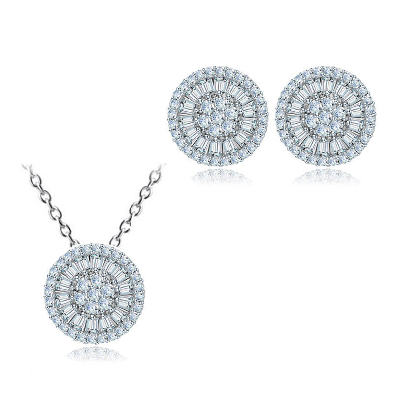 Zircon Necklace Earrings Korean Fashion Accessories