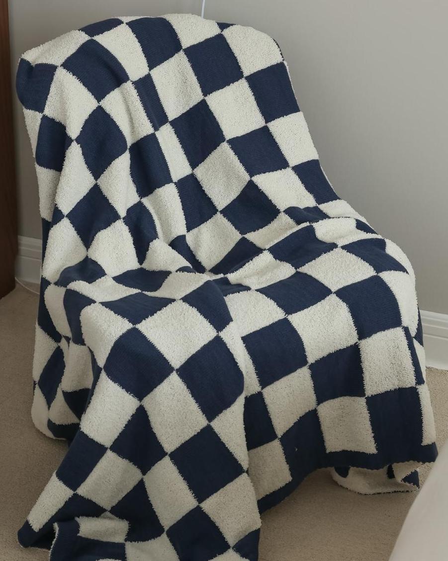 Checkerboard Lamb Fleece Casual Sofa Blanket