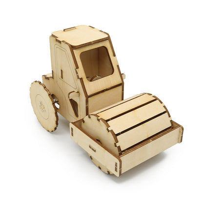 Happyxuan DIY Road Roller Science Engineering Construction Kits Wood STEAM Toy Kids Creative Educational Toys School Projects