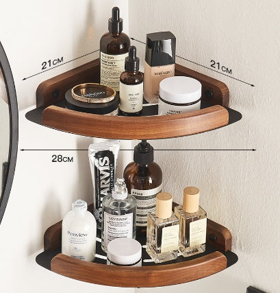 Solid Wood Towel Rack Perforation-free Bathroom Shelving