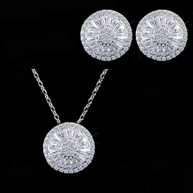 Zircon Necklace Earrings Korean Fashion Accessories