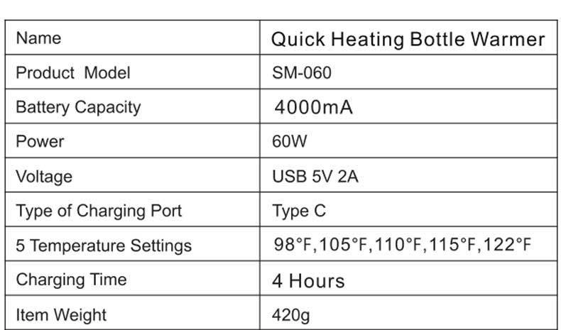 Outdoor Wireless Charging Portable Milk Warmer