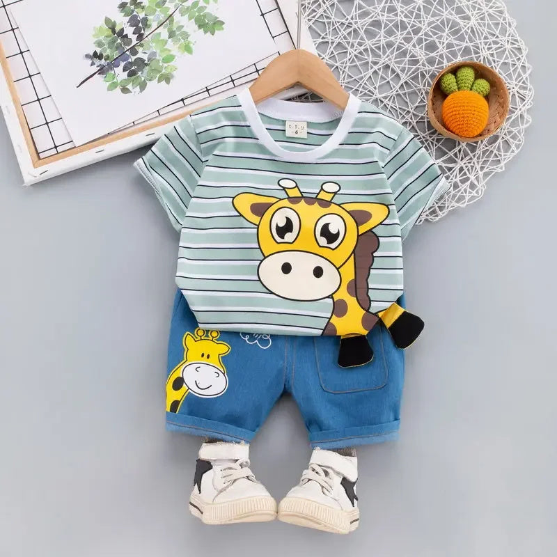 Suit Baby T-shirt Summer Cartoon Two Piece Set Clothes For Babies