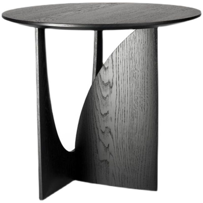 Round Solid Wood Side Table Geometric Designer Corner Table Black Bedside Table