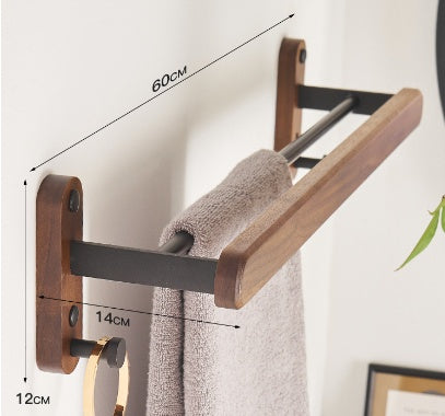 Solid Wood Towel Rack Perforation-free Bathroom Shelving