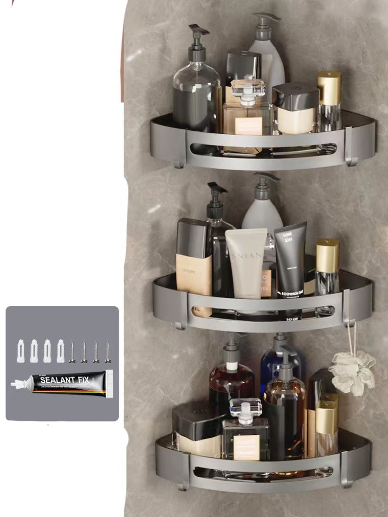 Bathroom Triangle Shelving Bathroom Wall Hanging Shelving Perforated Simple Storage Rack