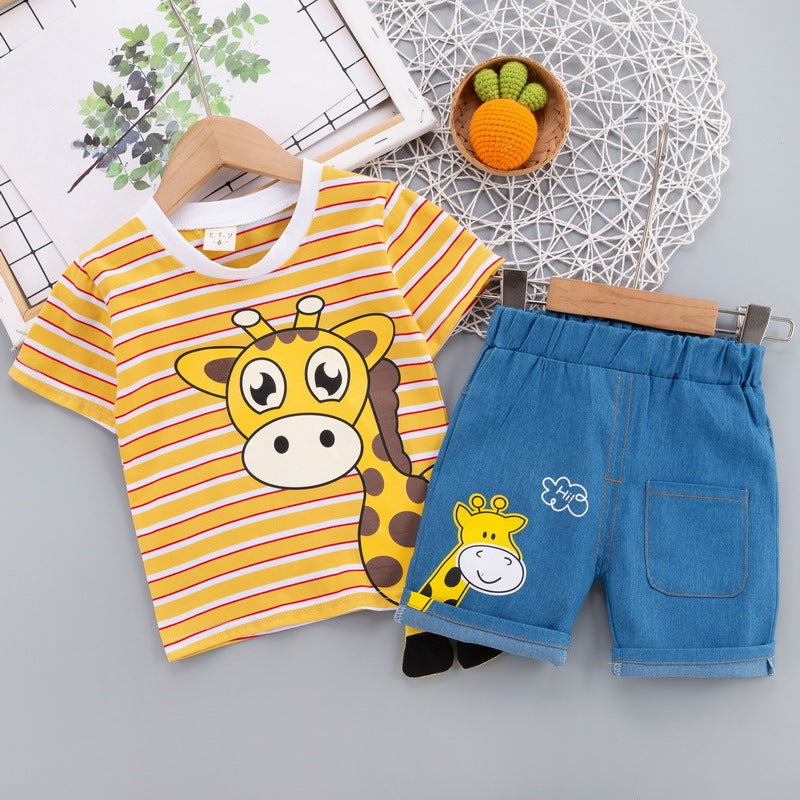 Suit Baby T-shirt Summer Cartoon Two Piece Set Clothes For Babies