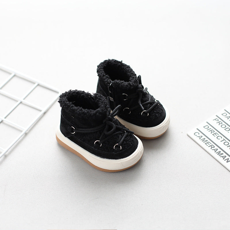 Female Baby Toddler Shoes High-top Boys Snow Boots Plus Velvet To Keep Warm Babies